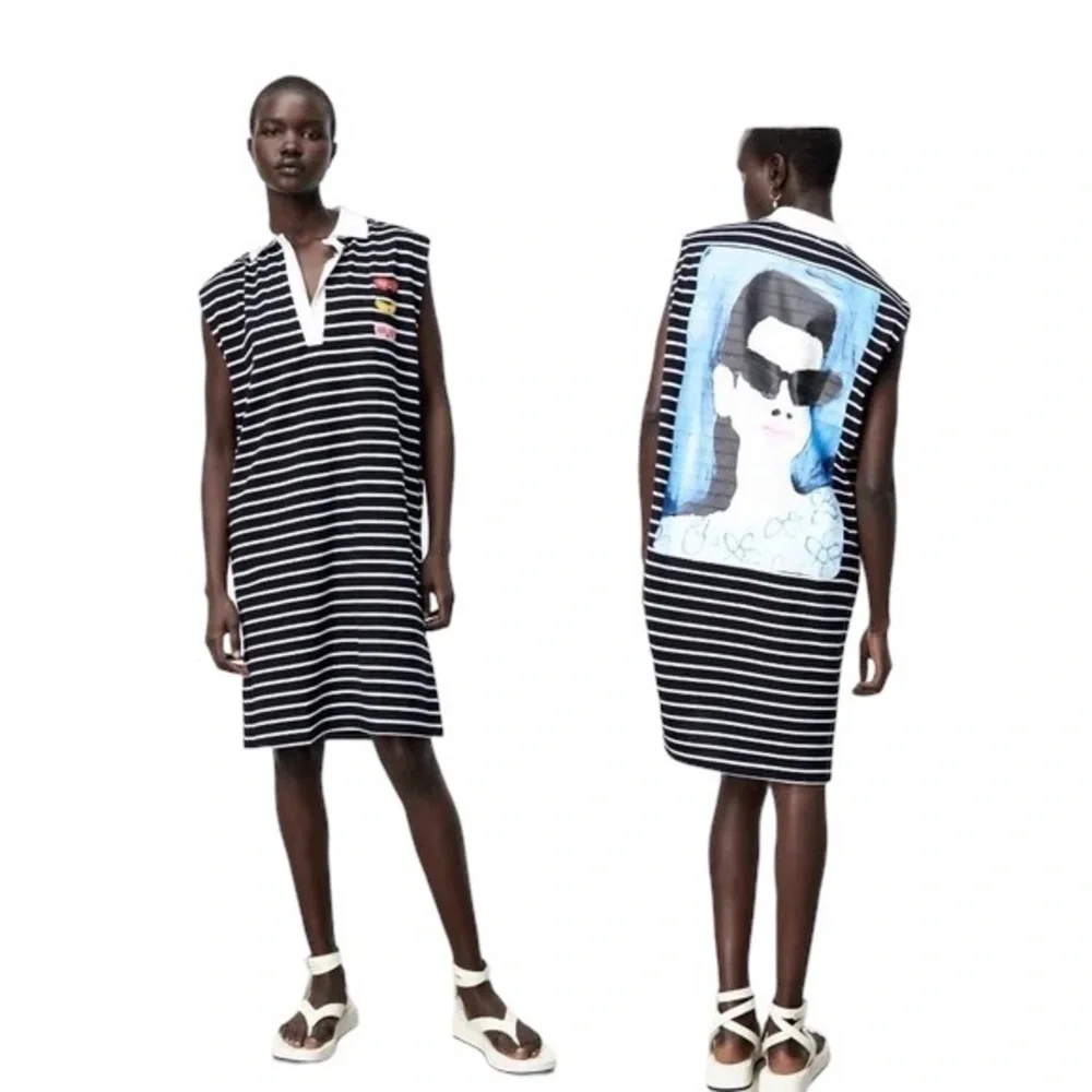 NWT ZARA NATACHA PASCHAL STRIPED DRESS POLO BLOGGERS FAV STRIPED LARGE Rugby